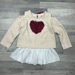 Little Lass Toddler Girls Flower Heart Long Sleeve Sweater 4T